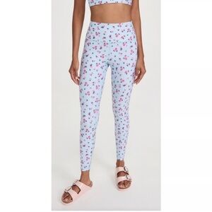 New Spiritual Gangster Intent Floral Leggings High Waisted Blue Pink Large